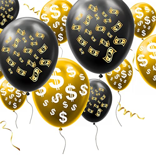 20pcs Money Dollar Currency Symbol Signs Latex Balloons Dollar Bill Party Balloons for Money Theme Party Birthday Las Vegas Casino Party Wedding Bachelorette Retirement Anniversary Graduation