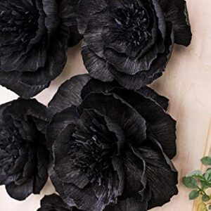 Letjolt Artificial Black Paper Flower Decorations for Wall Backdrop Wedding Birthday Baby Shower Bridal Shower Nursery Decor(Black Set 6)