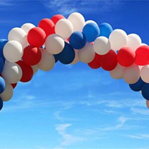 100 Premium Quality Balloons: 12 inches white and blue and red latex balloons birthday party decoration and events