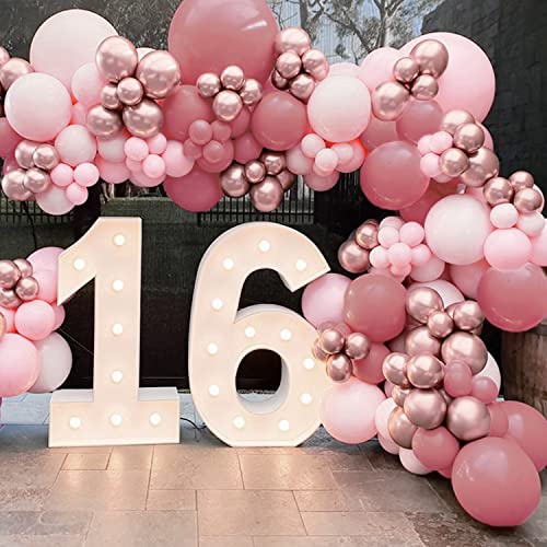 GoExquis 150Pc Dusty Pink Rose God balloon arch garland kit Baby Shower Bridal Shower Engagement Wedding Birthday Decorations for Girl Women