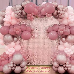 GoExquis 150Pc Dusty Pink Rose God balloon arch garland kit Baby Shower Bridal Shower Engagement Wedding Birthday Decorations for Girl Women