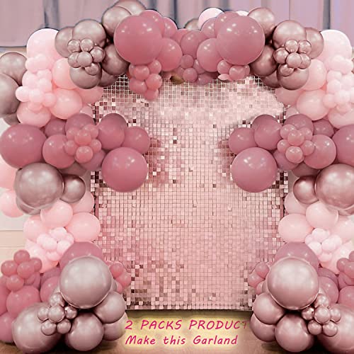 GoExquis 150Pc Dusty Pink Rose God balloon arch garland kit Baby Shower Bridal Shower Engagement Wedding Birthday Decorations for Girl Women