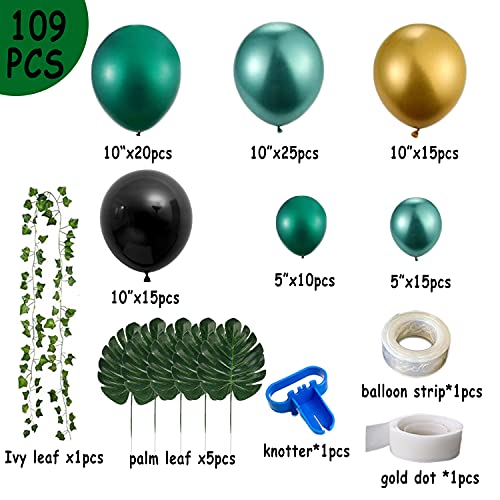 sherpaa Jungle Safari Green Balloon Garland Kits,Tropical Decorations Backdrop,Tropical Leaves,Ivy Vines,Animal Print Foil Balloons,Wild One Birthday Party Supplies for Baby Shower