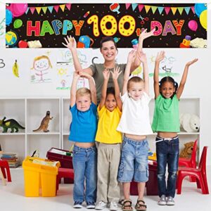 100th Day of School Banner Decoration Outdoor Happy 100 Days Banner Backdrop Sign for Kindergarten Preschool Primary School 100th Day Party Favor Supplies