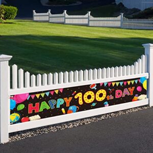 100th Day of School Banner Decoration Outdoor Happy 100 Days Banner Backdrop Sign for Kindergarten Preschool Primary School 100th Day Party Favor Supplies