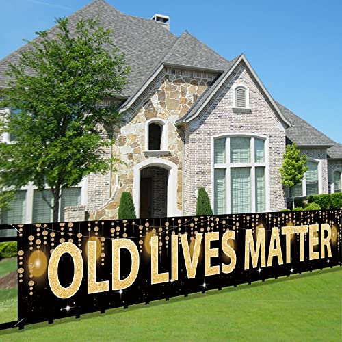 Joyiou Old Lives Matter Birthday Banner Backdrop, Funny Retirement or 40th 50h 60th 70th 80th Birthday Gifts Party Decorations for Men, Unique Gag Gifts Supplies for Dad, Grandpa, Old Man (9.8x1.6ft)