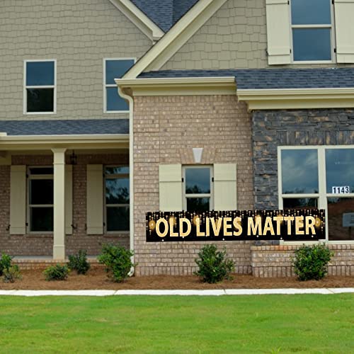 Joyiou Old Lives Matter Birthday Banner Backdrop, Funny Retirement or 40th 50h 60th 70th 80th Birthday Gifts Party Decorations for Men, Unique Gag Gifts Supplies for Dad, Grandpa, Old Man (9.8x1.6ft)