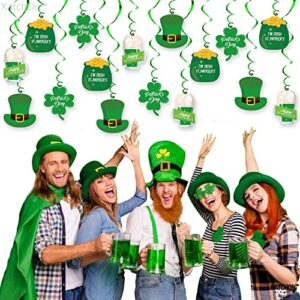 St Patricks Day Hanging Swirls Decorations - 30 Pieces, No DIY | Saint Patricks Day Hanging Decor | St Patricks Day Decorations Classroom, Shamrock Decorations, St Patricks Bulletin Board Decorations