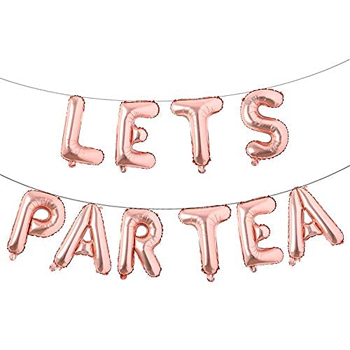 Let's Par Tea Balloons Banner Tea Theme Birthday Party Decorations Teapot Teacups High Tea Party Baby Shower Supplies Multicolor (Lets PAR Tea Rose Gold)