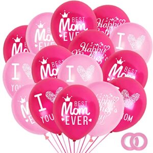 Happy Mother's Day Balloons Party Decorations Supplies - 48PCS Latex 12inch Mothers Day Party Supplies - Best Mom Ever Party Decorations