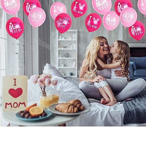 Happy Mother's Day Balloons Party Decorations Supplies - 48PCS Latex 12inch Mothers Day Party Supplies - Best Mom Ever Party Decorations