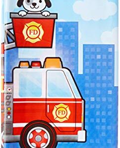 Creative Converting TABLECOVER All Over Print, 54" X 102" Flaming Fire Truck Design Plastic Tablecloth, One Size, Multicolor