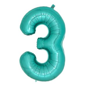 teal number 3 balloons 40 inch large turquoise blue foil balloons for womens teal birthday decorations little mermaid 3rd birthday party aqua number balloon 3