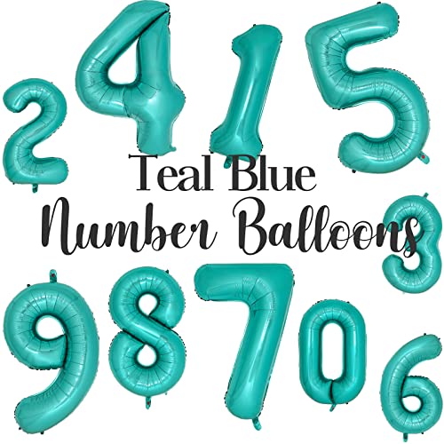 Teal Number 3 Balloons 40 Inch Large Turquoise Blue Foil Balloons for Womens Teal Birthday Decorations Little Mermaid 3rd Birthday Party Aqua Number Balloon 3