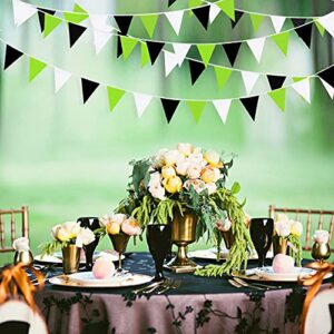 10M/32Ft Green Black White Banner Decorations Triangle Flag Fabric Pennant Garland Bunting for Graduation Birthday Wedding Gaming Soccer Halloween Party Outdoor Garden Hanging Festivals Decoration