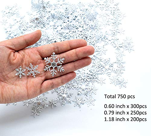 750pcs Snowflakes Confetti for Winter Wonderland Frozen Party Decorations, Silver