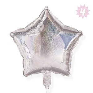 xo, fetti iridescent star foil balloon pack – 4 pack | birthday party supplies, space party decorations, last disco, bday balloon arch