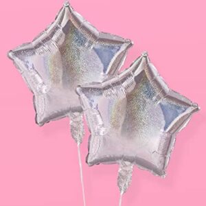 xo, Fetti Iridescent Star Foil Balloon Pack - 4 pack | Birthday Party Supplies, Space Party Decorations, Last Disco, Bday Balloon Arch