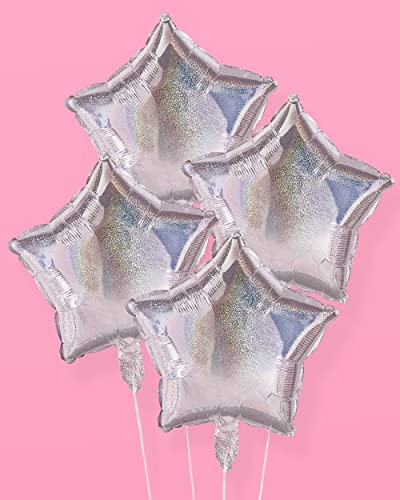 xo, Fetti Iridescent Star Foil Balloon Pack - 4 pack | Birthday Party Supplies, Space Party Decorations, Last Disco, Bday Balloon Arch