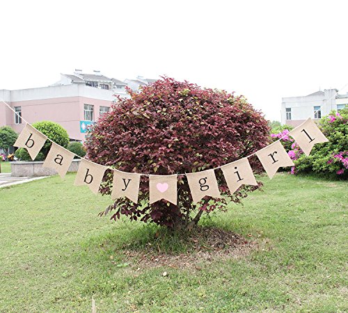 Junxia Baby Girl Burlap Banner - Decorations for Baby Girl