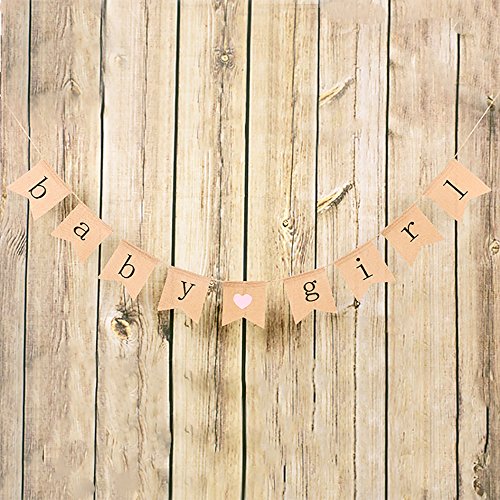 Junxia Baby Girl Burlap Banner - Decorations for Baby Girl