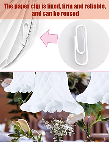 Hanging Paper Bells Honeycomb 5 Pieces and Glittery Silver Tassels,White Bridal Honeycomb Bells Decorating Supplies Suitable for Wedding Decoration, P… (10)