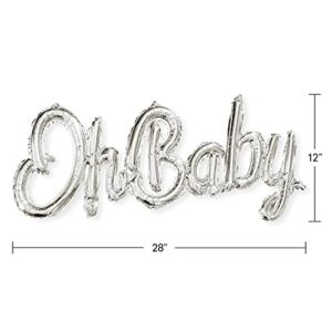 Oh Baby Baby Shower Decorations - One Piece Silver Foil Balloon, No helium required - Gender Reveal