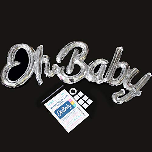 Oh Baby Baby Shower Decorations - One Piece Silver Foil Balloon, No helium required - Gender Reveal