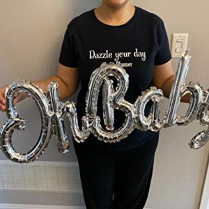 Oh Baby Baby Shower Decorations - One Piece Silver Foil Balloon, No helium required - Gender Reveal