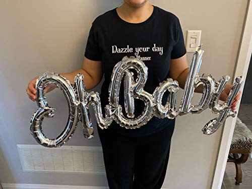 Oh Baby Baby Shower Decorations - One Piece Silver Foil Balloon, No helium required - Gender Reveal