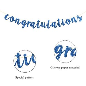 Talorine Blue Glitter Congratulations Banner for Wedding, Anniversary, Graduation, Congrats Master Bunting, Retirement Party Decorations Supplies