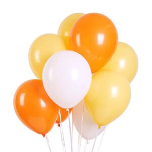 lfydm latex balloon 100 pcs 12 inch ： white and orange and medium yellow latex balloons