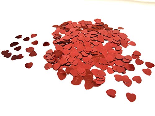 Mefuny Heart Confetti Red Table Confetti Metallic Foil for Party Wedding Happy Birthday Baby Shower Bridal Shower Festival Valentine's Day Theme Party Decorations Supplies(60g，2400pieces)