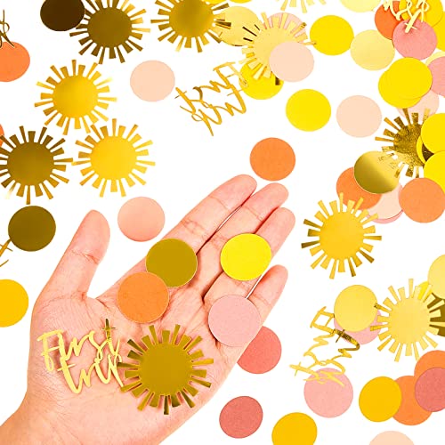 300 Pcs Boho Sun Confetti First Trip Around the Sun Birthday Decorations Muted Confetti First Trip Paper Confetti Sunshine Party Decorations Baby Shower Hippie Groovy Party Wedding Table Decors