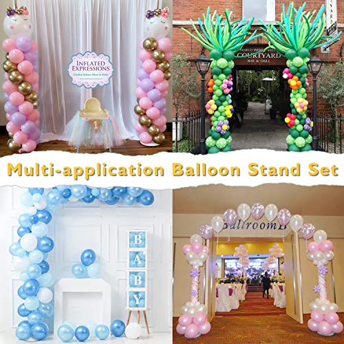 OurWarm Balloon Column Stand Kit Metal, 81 Inch Adjustable Balloon Tower Stand Kit Set of 2 with Heavy Water Bases, Balloon Arch Kit Stand with Manual Pump for Wedding Birthday Baby Shower Graduation
