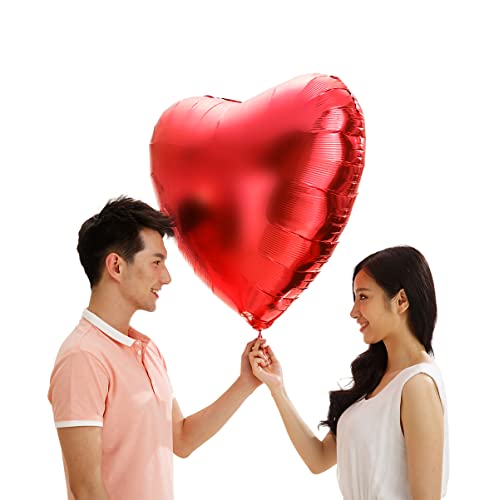 24 inch Red Heart Mylar Balloon Foil Heart Balloon For Valentines Day Wedding Engagement Party Decoration, 10 pcs