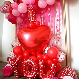 24 inch Red Heart Mylar Balloon Foil Heart Balloon For Valentines Day Wedding Engagement Party Decoration, 10 pcs