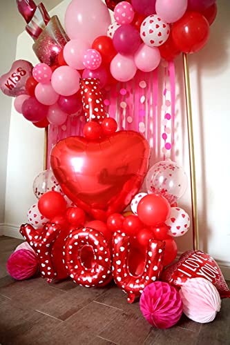 24 inch Red Heart Mylar Balloon Foil Heart Balloon For Valentines Day Wedding Engagement Party Decoration, 10 pcs