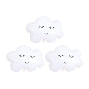 creaides 3pcs white cloud balloons 30 inch mylar foil cloud balloons for baby shower birthday wedding party supplies