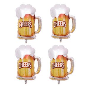 beer cup balloons set of 4, beer cup helium mylar balloons decor fit for summer party, beer festival, birthday party and more, 27.5 x 22inch (gold)