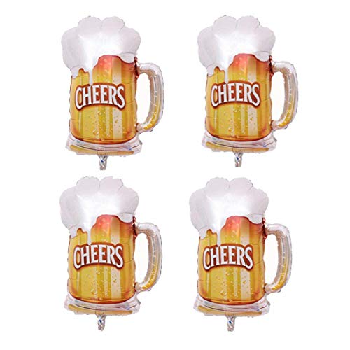 Beer Cup Balloons Set of 4, Beer Cup Helium Mylar Balloons Decor Fit for Summer Party, Beer Festival, Birthday Party and More, 27.5 x 22inch (Gold)