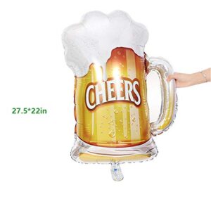 Beer Cup Balloons Set of 4, Beer Cup Helium Mylar Balloons Decor Fit for Summer Party, Beer Festival, Birthday Party and More, 27.5 x 22inch (Gold)