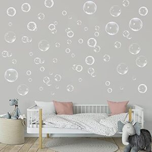 XIAOMAN Transparent Bubble Wall Decal Sticker Cutout Kid's Under The Sea Birthday Party Decoration Blue White Colour Bubble Ocean Background Decor Water Soap Bath Decor for Mermaid Baby Shower (White)