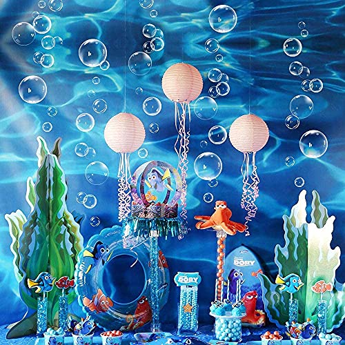 XIAOMAN Transparent Bubble Wall Decal Sticker Cutout Kid's Under The Sea Birthday Party Decoration Blue White Colour Bubble Ocean Background Decor Water Soap Bath Decor for Mermaid Baby Shower (White)