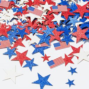 winnwing independence day patriotic american flag with glitter star table scatter confetti decor for 4th of july national memorial presidents birthday party blue,white,red