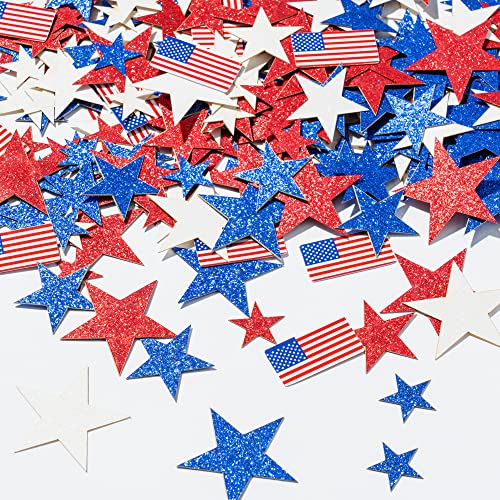 Winnwing Independence Day Patriotic American Flag with Glitter Star Table Scatter Confetti Decor for 4th of July National Memorial Presidents Birthday Party Blue,white,red