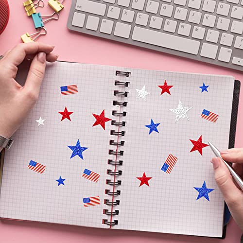 Winnwing Independence Day Patriotic American Flag with Glitter Star Table Scatter Confetti Decor for 4th of July National Memorial Presidents Birthday Party Blue,white,red