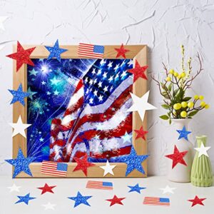 Winnwing Independence Day Patriotic American Flag with Glitter Star Table Scatter Confetti Decor for 4th of July National Memorial Presidents Birthday Party Blue,white,red