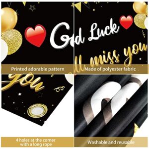 Pimvimcim Going Away Party Decorations We Will Miss You Good Luck Banner, Black Gold Farewell Backdrop Party Supplies, Goodbye Coworker Retirement Graduation Moving Away Poster Decor