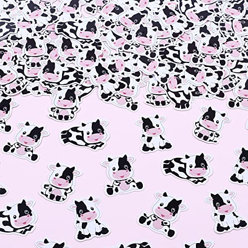 200 Pieces Cow Confetti for Birthday Baby Shower Party, Cow Theme Party Decorations Boys Girls, Farm Animal Cow Print Party Supplies, Holy Cow Im One Moo Moo Birthday Decor